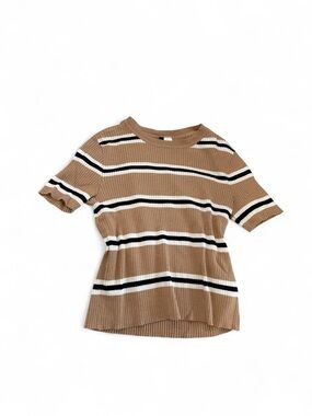 H&M Divided Ribbed Striped Short Sleeve Top
